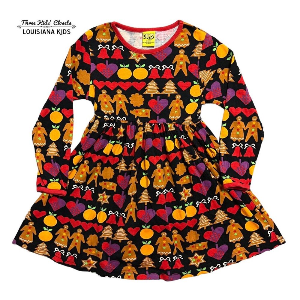 DUNS Sweden Sz 116 (6) Organic Christmas Gingerbread Man Dress